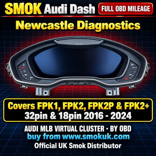 A FULL OBD Audi Dash Master 2016-2024 BOSCH VIRTUAL COCKPIT by FULL OBD SMOK Covers FPK1, FPK2, FPK2P & FPK2+ 32pin & 18pin 2016-2024 Clusters available ONLY to customers who own UHDSFD